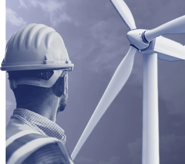 Man in hardhat looking away